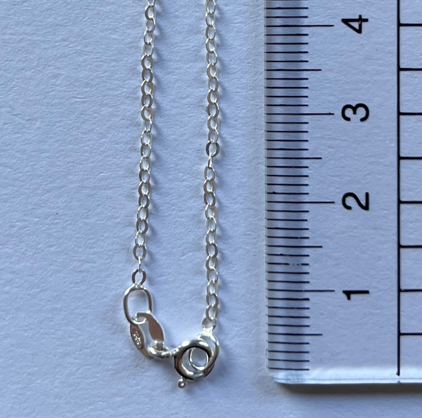 18” fine trace chain, solid sterling silver, not plated, stamped 925, new