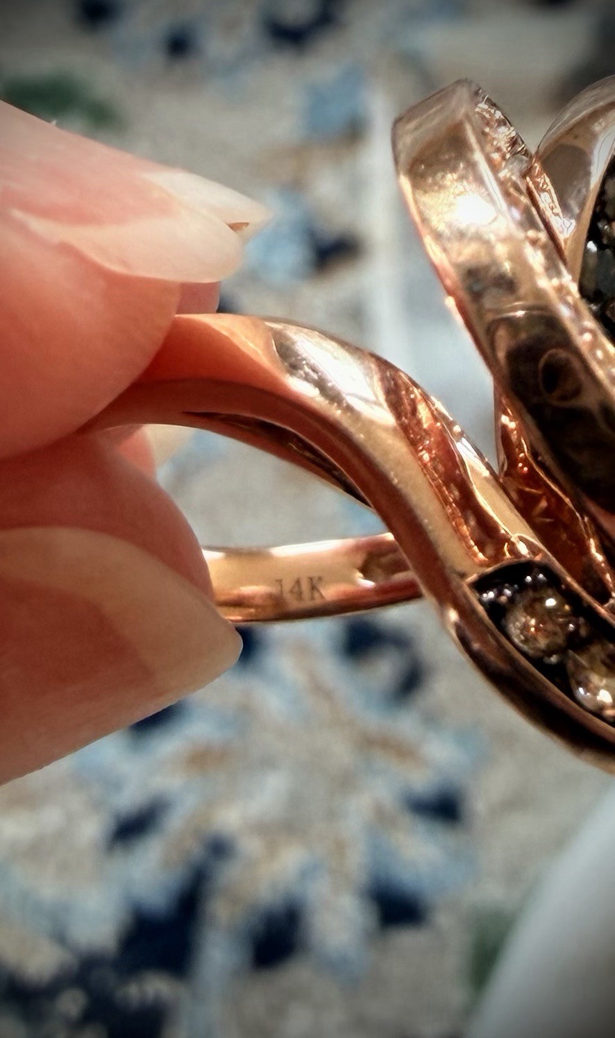 14k Rose Gold & Diamond Trinity Ring