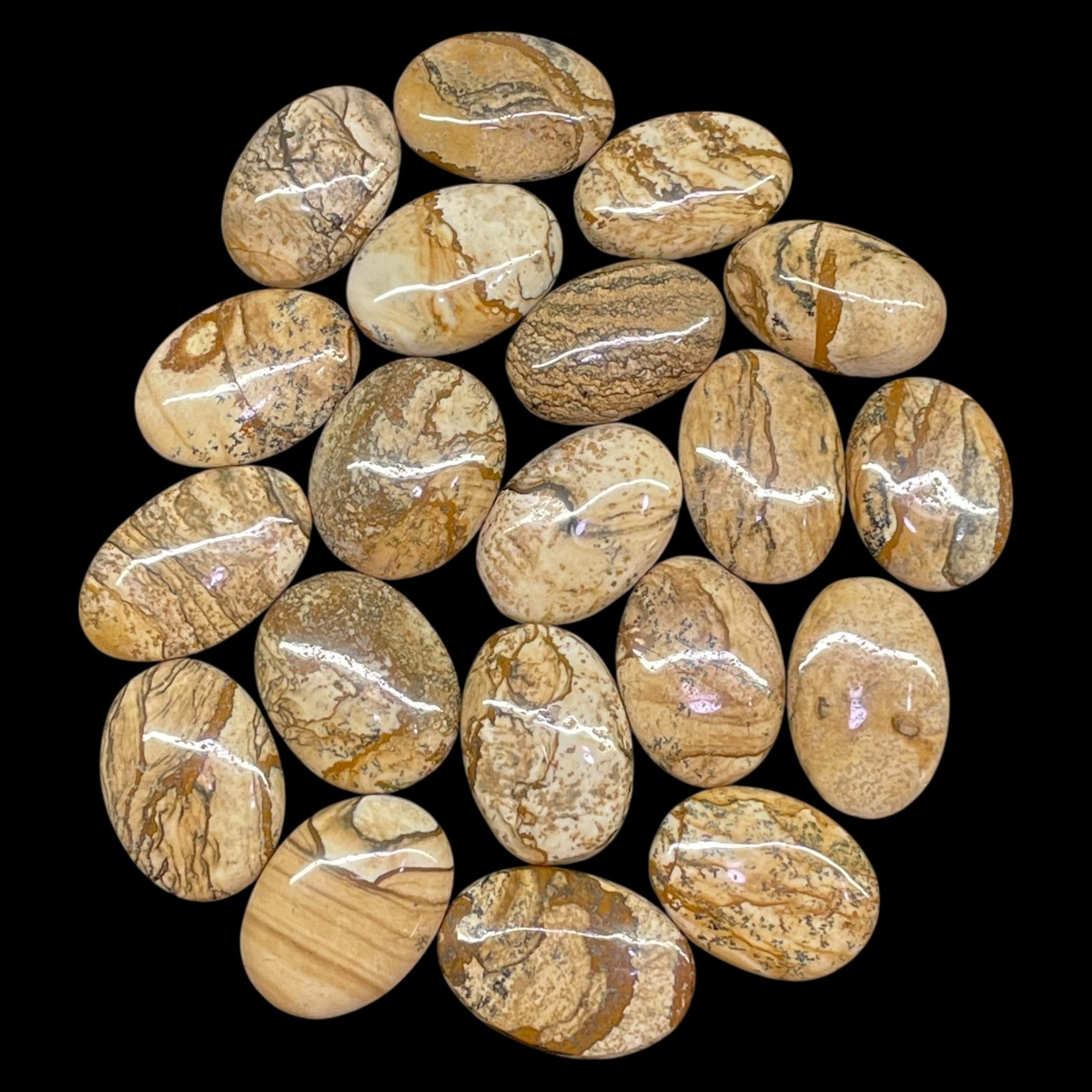 20 Pcs Natural Picture Jasper Cabochon Lot 25-29mm Loose Untreated Gemstones