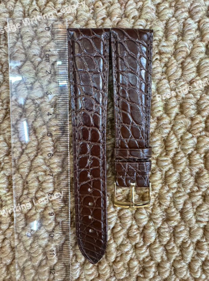 ROLEX Brown Crocodile Leather Band 𝐑𝐎𝐋𝐄𝐗 Buckle – NOS Gold Plated 20-16-4mm