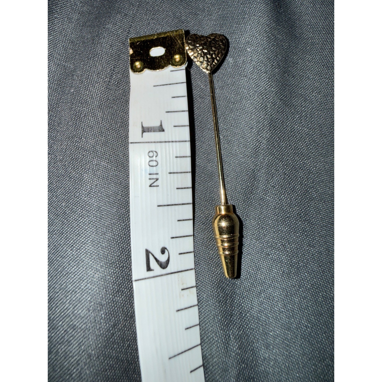 Vintage 18k Gold filled Textured Heart Stick Pin Lapel Hat pin
