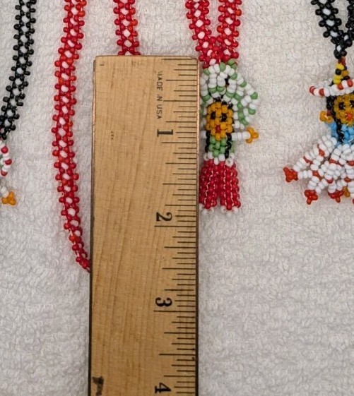 3 Woven Crafted Seed Bead Doll Pendant Necklaces Southwest American Indian Vtg