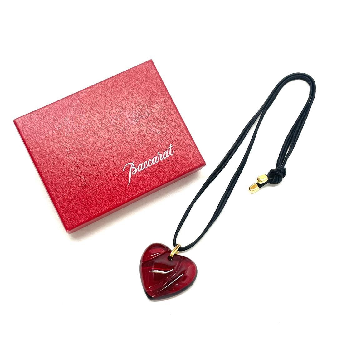 Baccarat Heart Necklace Red Crystal 65.5cm Used