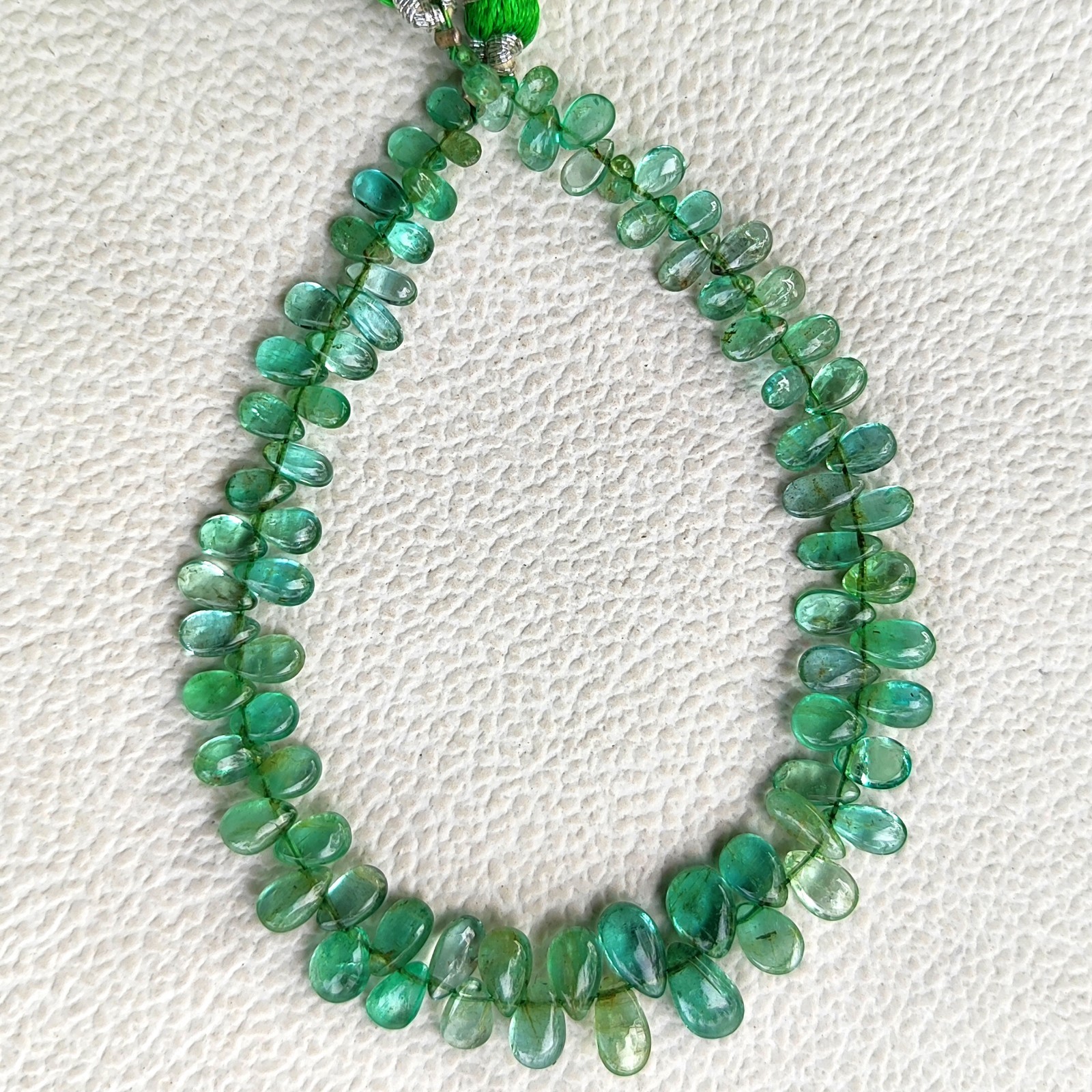 Madagascar Green Apatite Gems 5×3-7x5mm Smooth Pear Beads 7″ Jewelry Strand