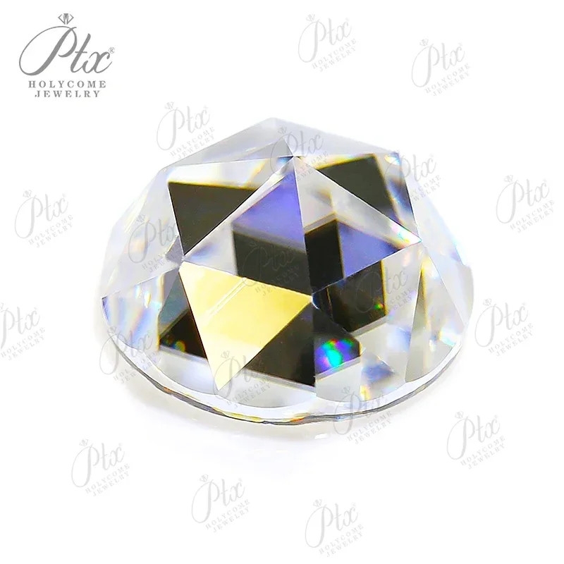 1-8ct Moissanite Loose Stone Round Flat Bottom Rose Cut Multicolor VVS1 Gemstone