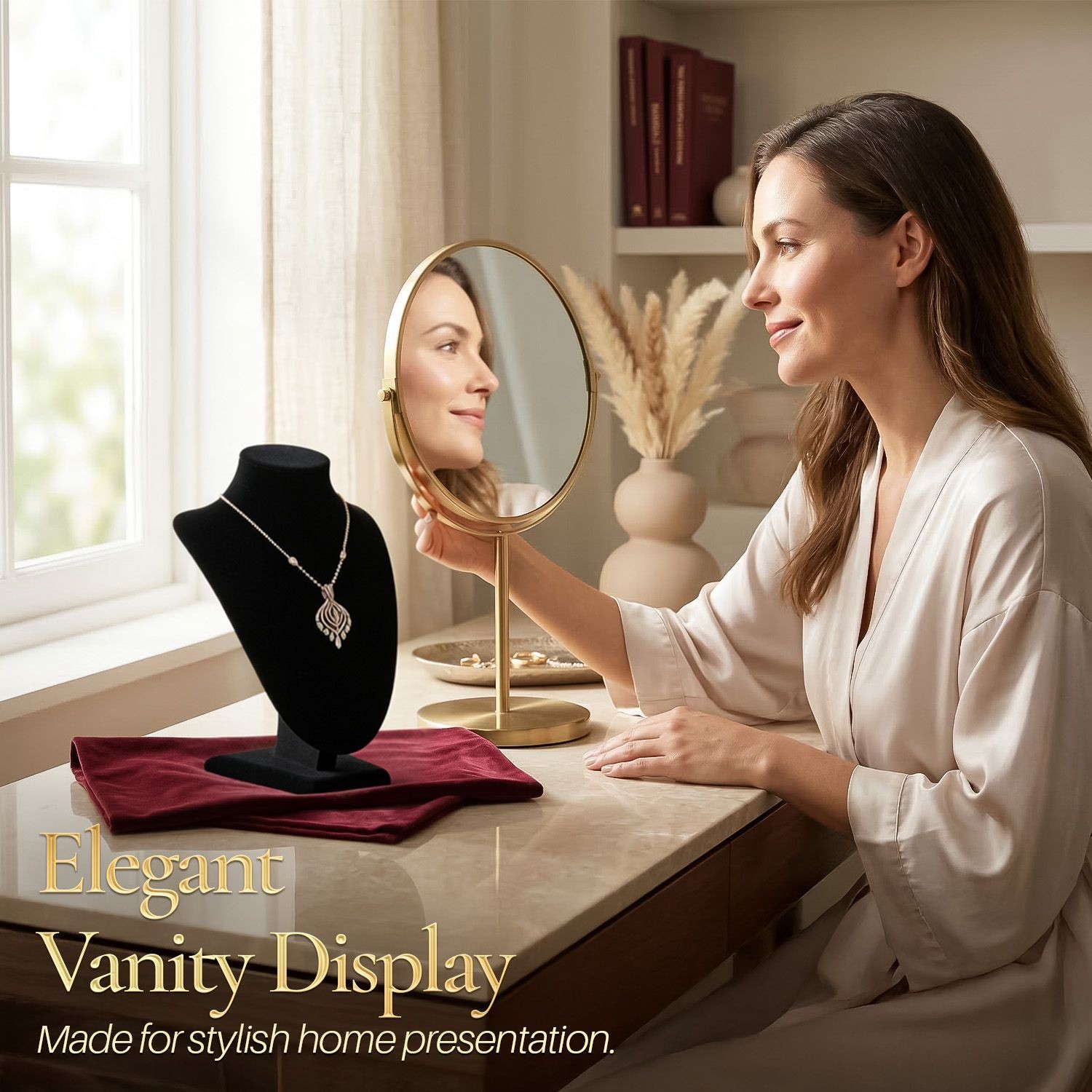 Necklace Bust Display Mannequin Stand (6 Pack) – 10 Inch 3D Black Velvet