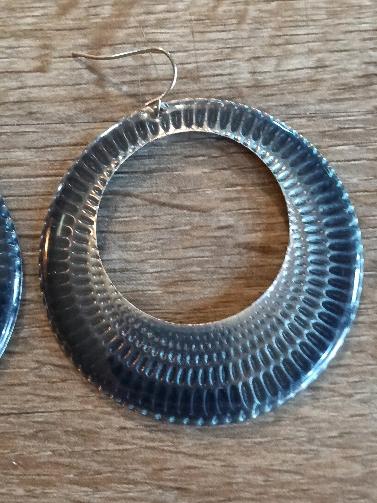 Charcoal Gray Large Dangle Drop Hoop Earrings Hook Back Pierced Women’s Jewelry
