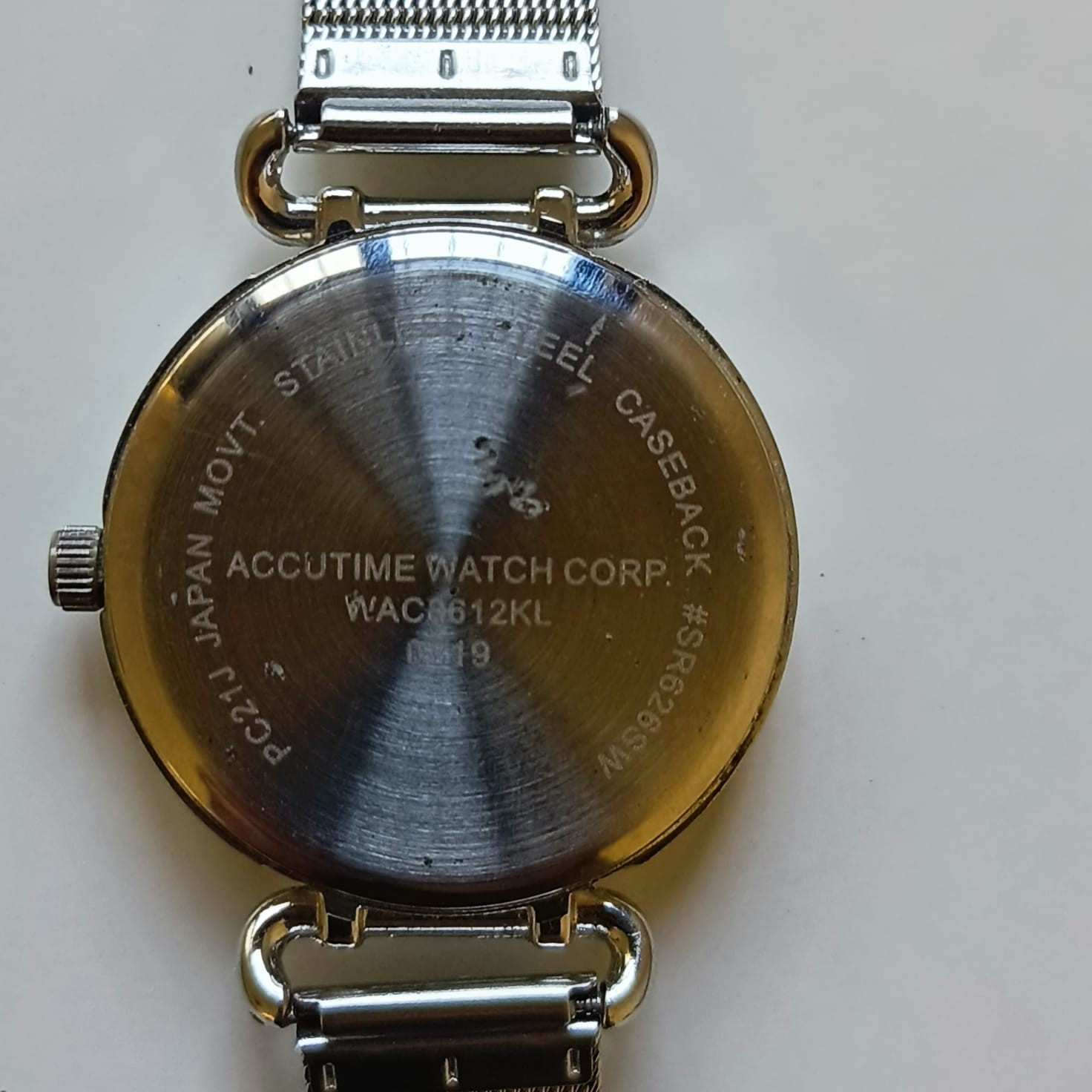 Accutime Watch Corp Women’s Silver Tone Mesh Strap Watch White Dial Japan Movt W