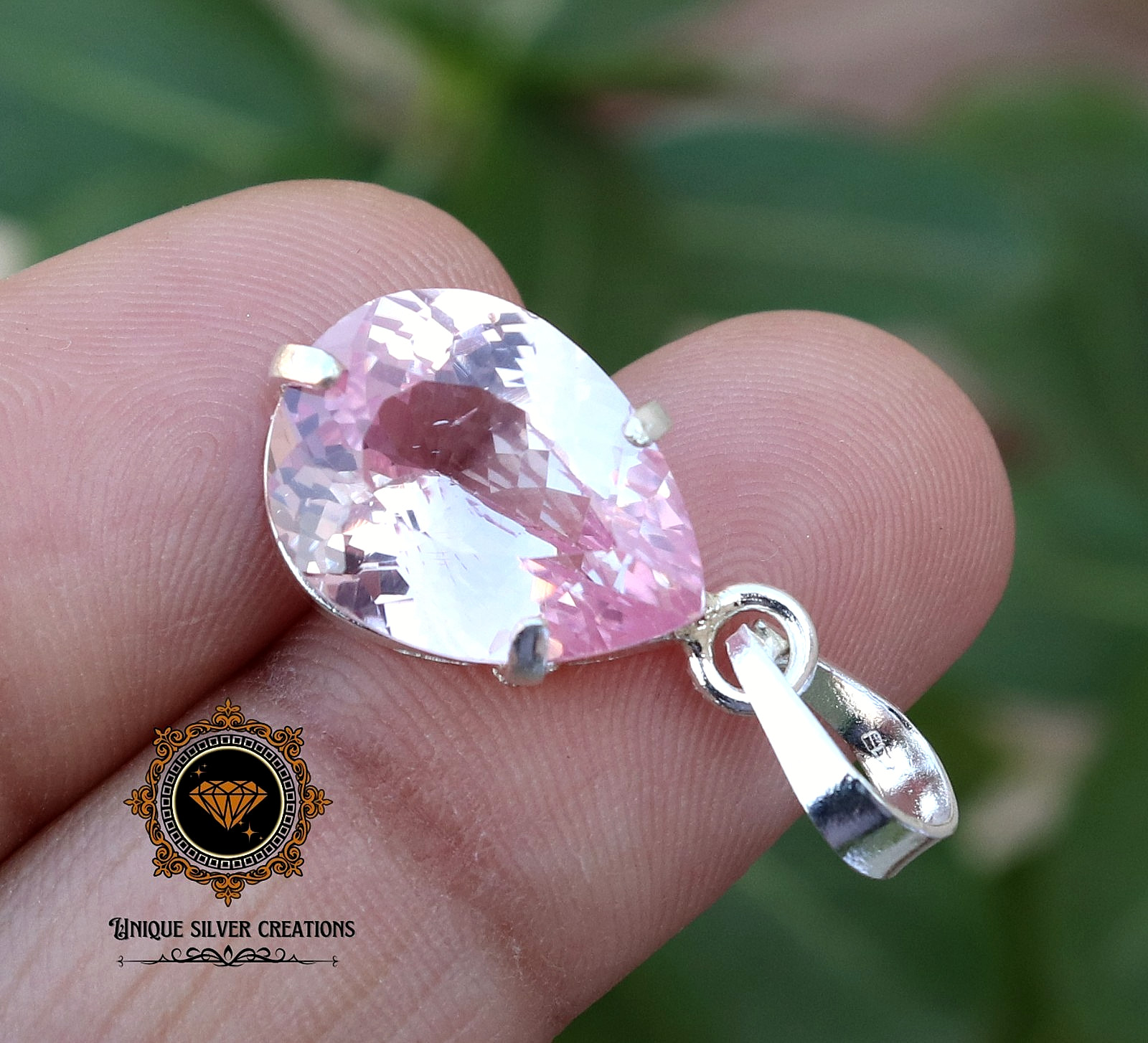 Natural Padparadscha Sapphire 925 Sterling Silver Pendant Certified Gemstone
