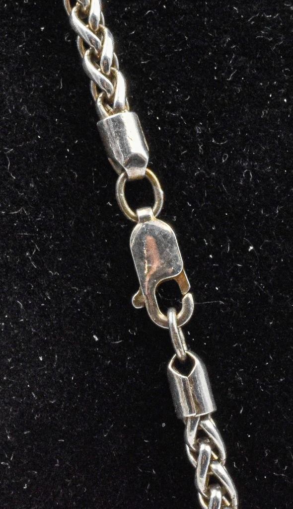 Vintage Sterling Silver Italy 3.2mm Solid Wheat Link Unisex Chain 17″ necklace