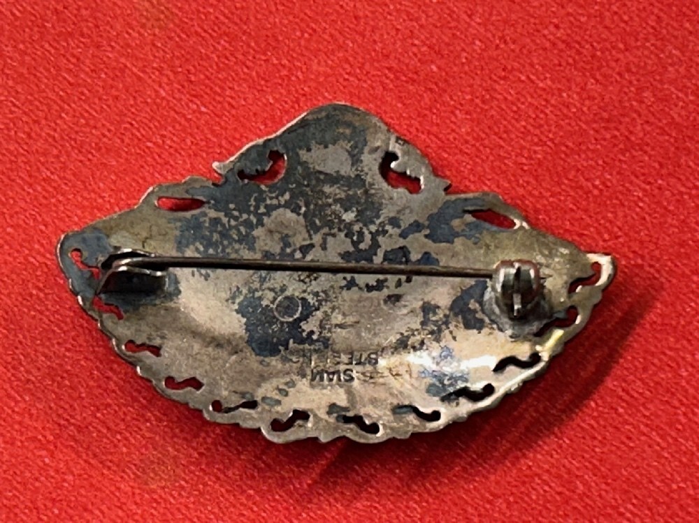Vintage Sterling Silver Siam Brooch Pin 5.46 Gr