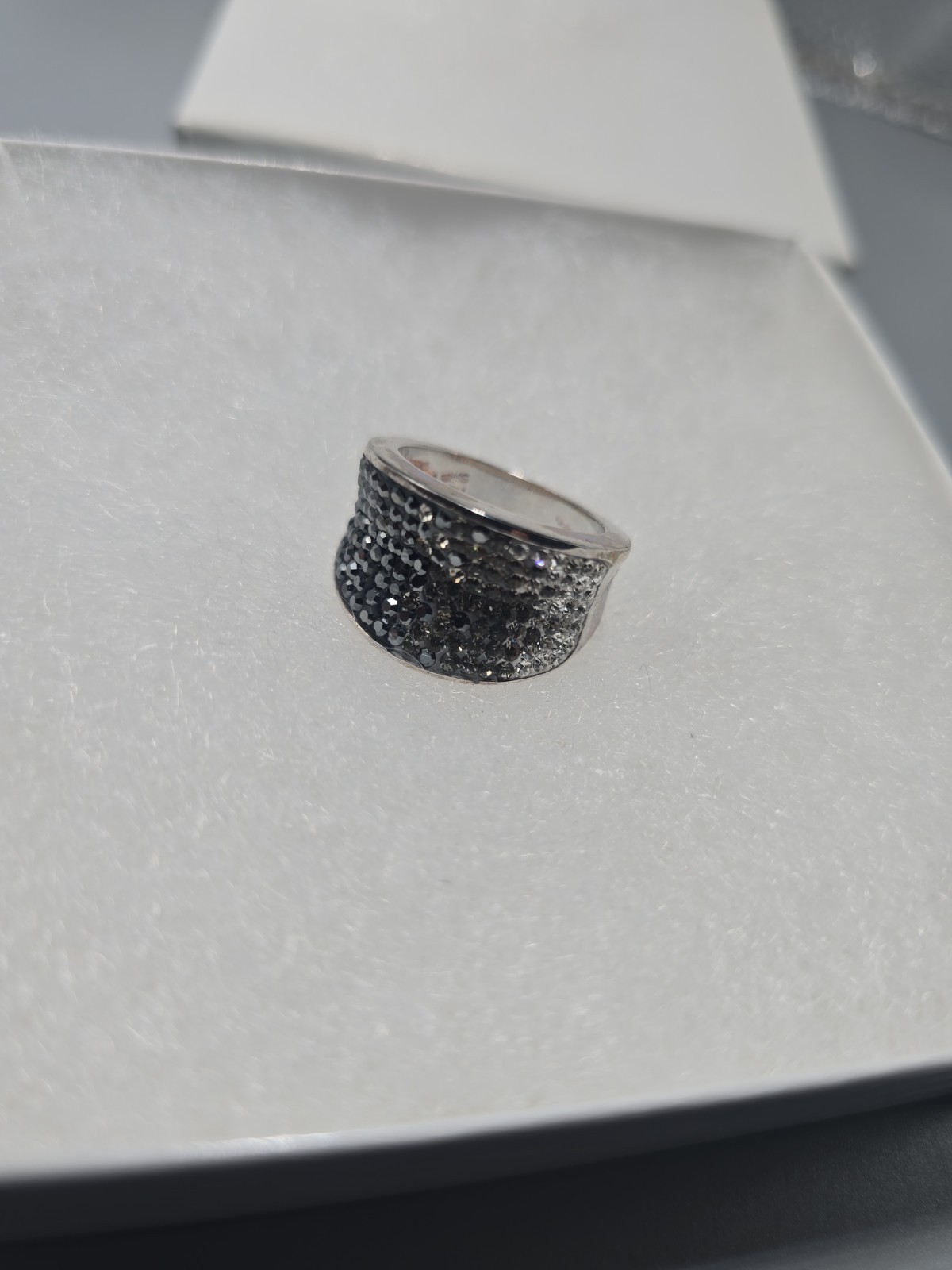 JCM Brass CZ Black Gray White Ombré Band Ring Size 8