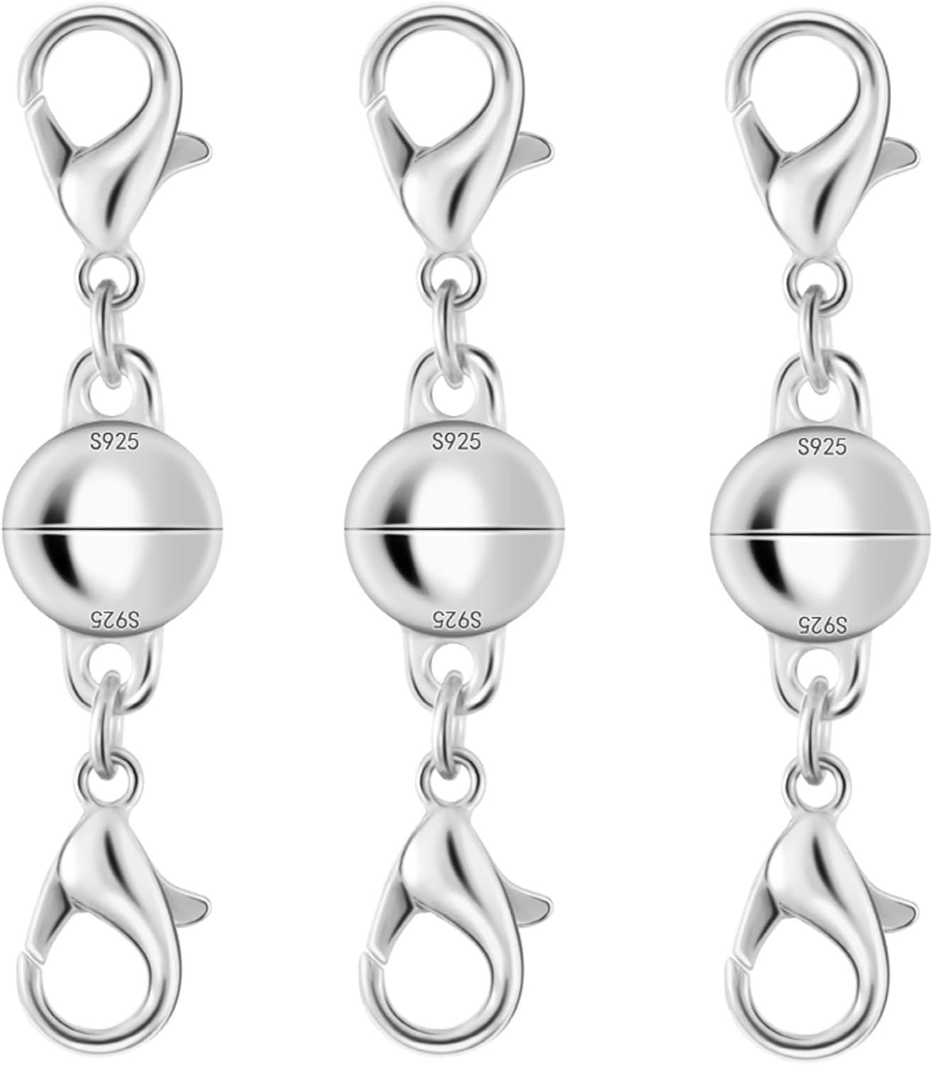 925 Sterling Silver Double Lobster Magnetic Necklace Clasp Closure Replacement