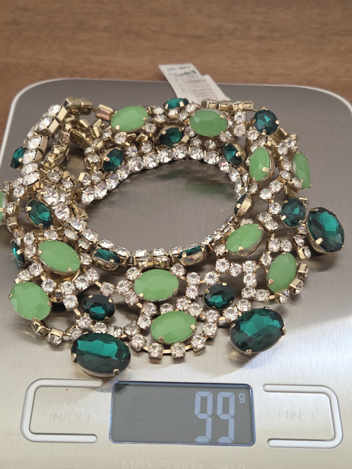Statement Green Rhinestone Bib Necklace Gold Tone Crystal Lime Emerald NWT $128
