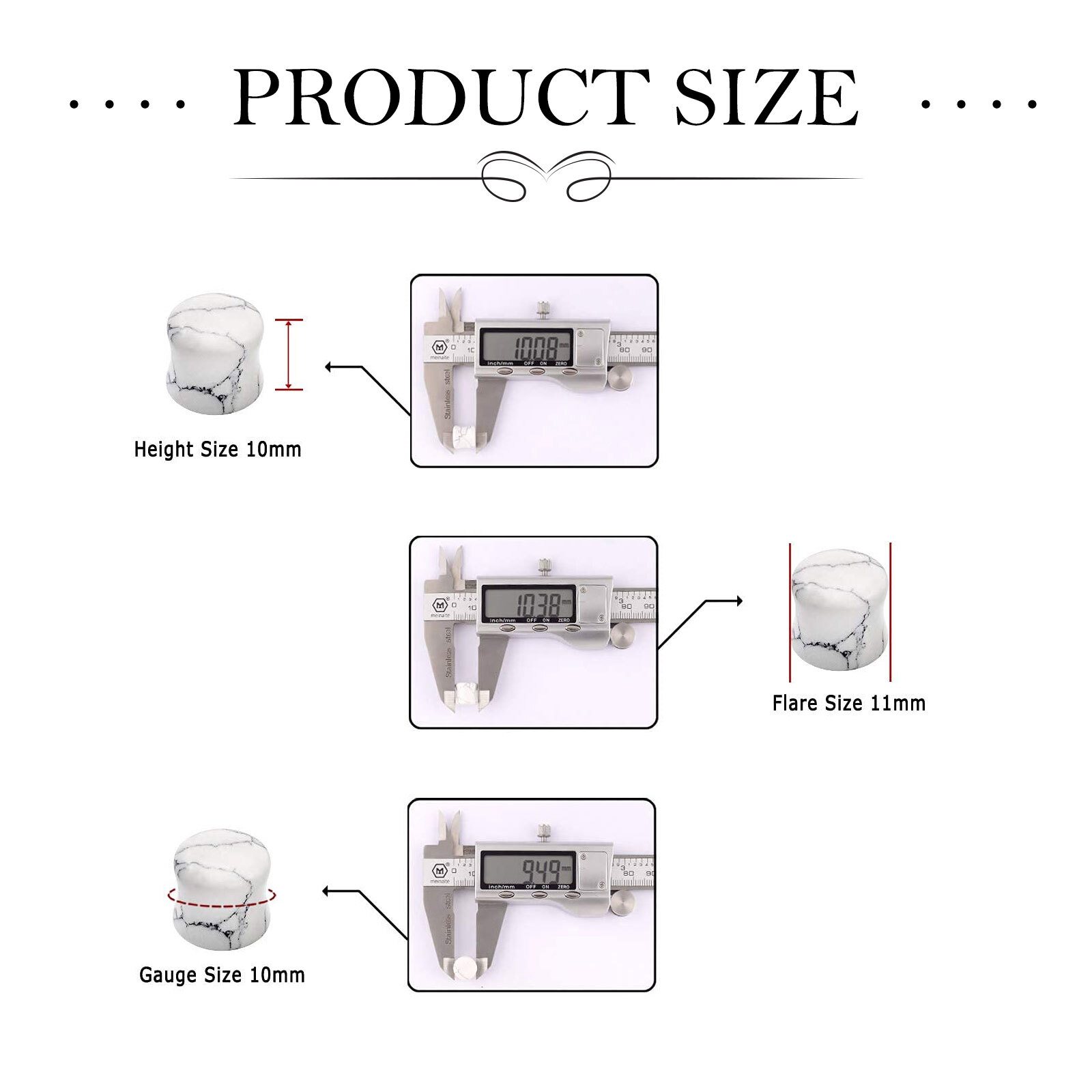 Ear Gauges Organic Stone Ear Plugs Tunnels 2 G, 0G,00G,12,14,16,19,22,25MM US