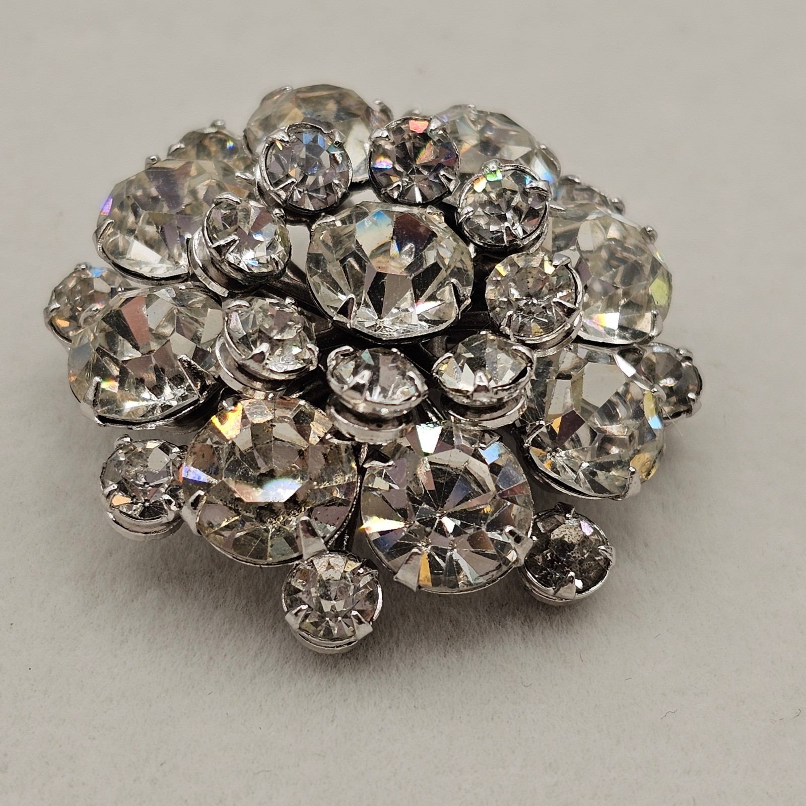 Clear & Black Rhinestone Brooch Lot 5pc Silver Tone Mixed Styles Formal Pins