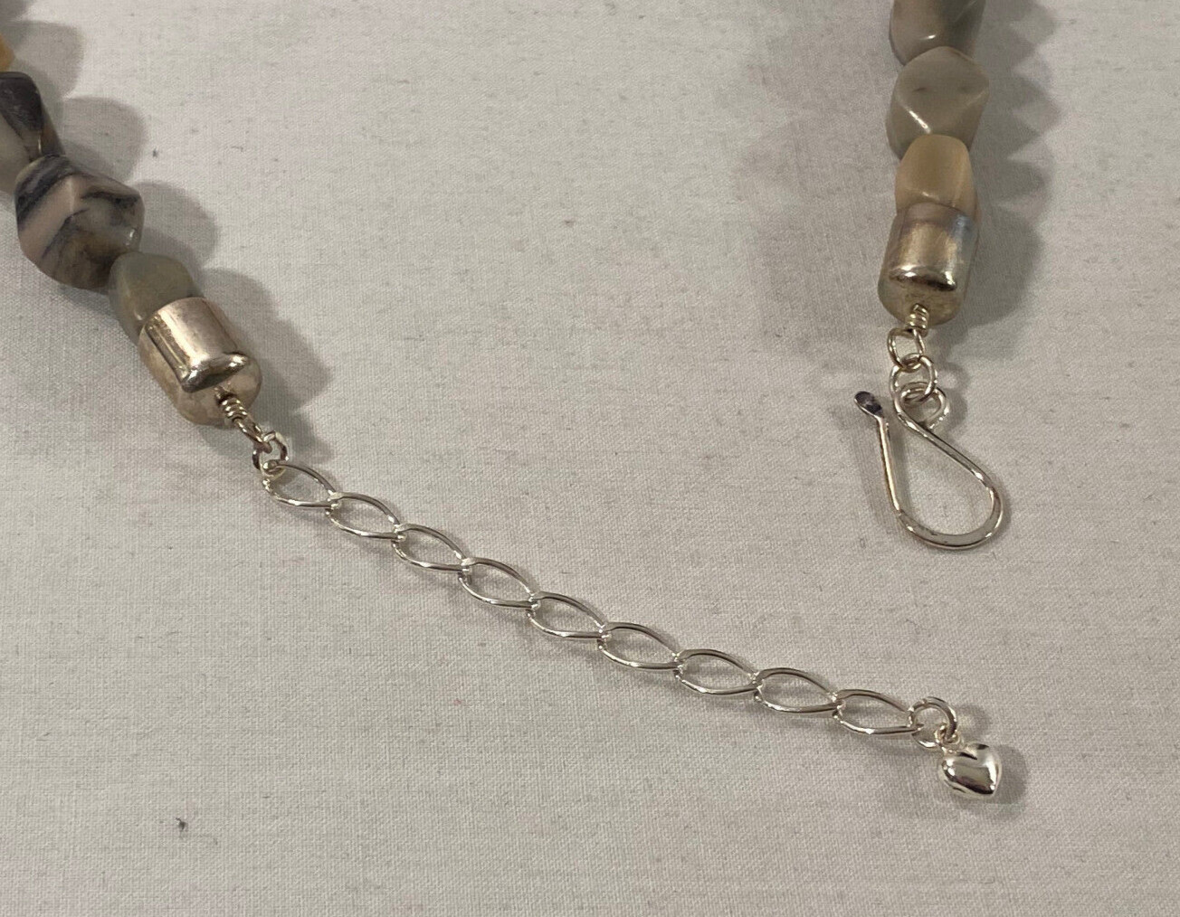 Mine Finds Jay King Gray White Black Stone Necklace + Sterling Pendant