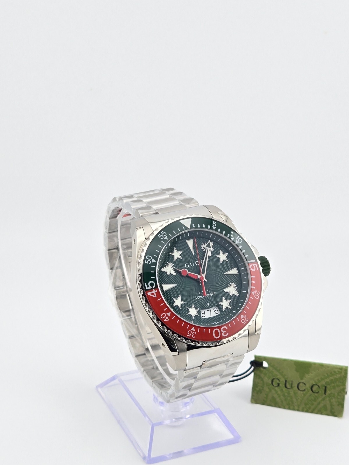 $1700 MSRP | Gucci Dive Men’s Green Dial Stainless Steel Watch – YA136222