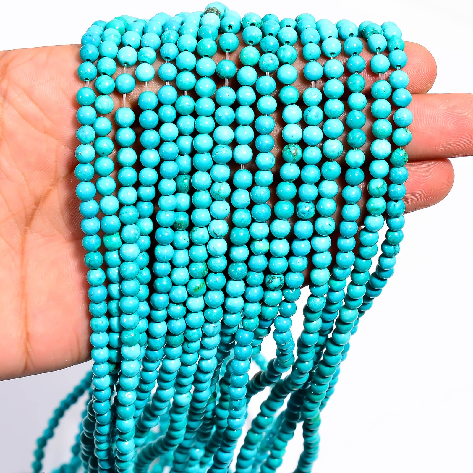 Natural Turquoise Howlite Gemstone Round Smooth Beads 4X4.5 mm Strand 15″ UGB605