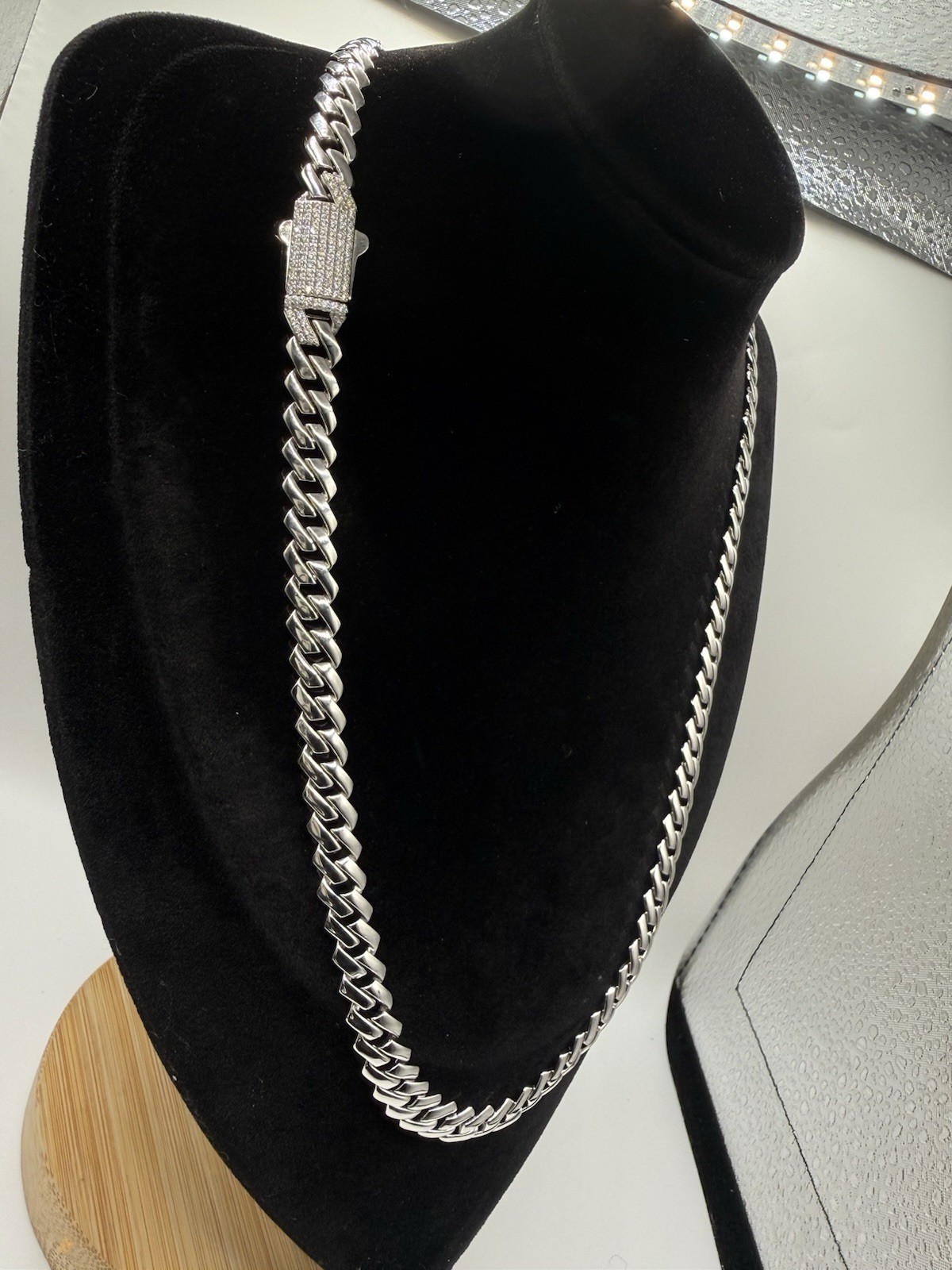 9mm 22” Solid 925 Sterling Silver Miami Cuban Chain Rhodium Finish
