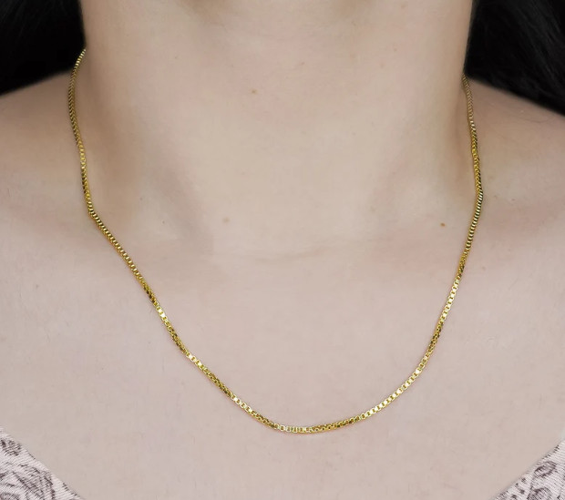 14k Yellow Gold 13″ Classic Box Link Pendant Baby Chain/Necklace 0.8MM 1.4 Grams