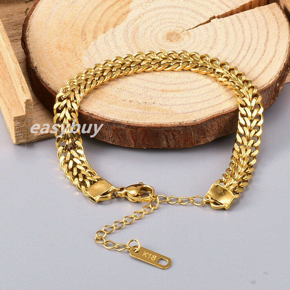 Woman 18K Gold Plated Stainless Steel Mesh Braided Chain Bracelet/Choker