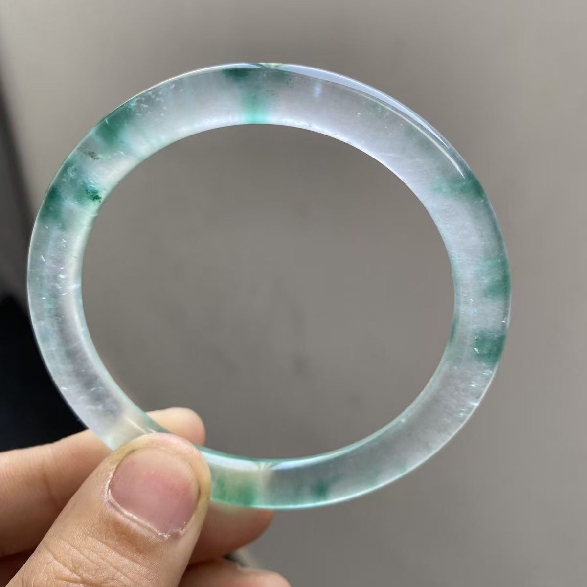 8MM Beautiful Natural Round Green Jade Jadeite Gemstone Bangle Bracelet 52-64mm