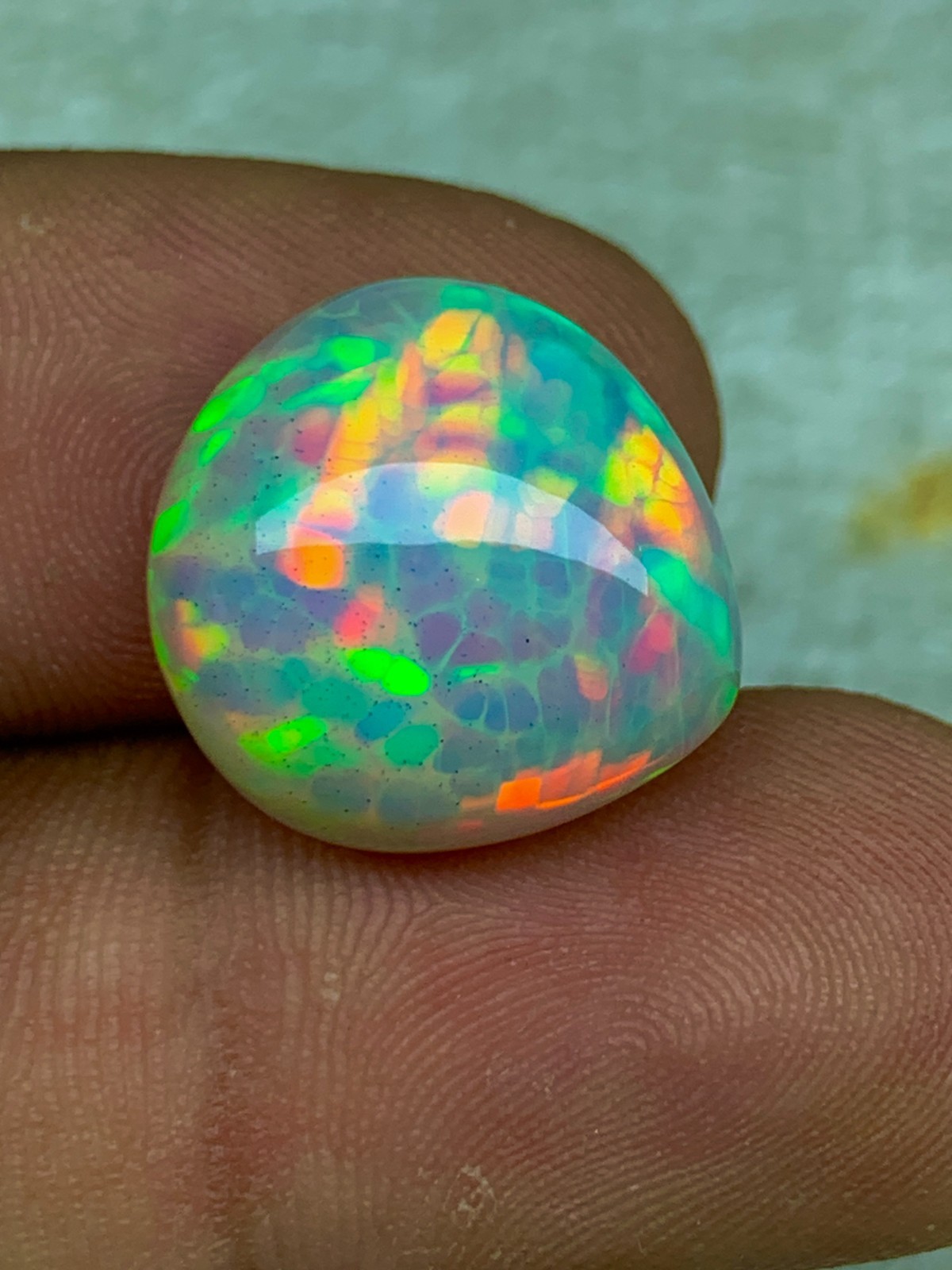 Natural Ethiopian Welo Opal 10.80crt Honeycomb Pattern Cabochon Loose Gemstone
