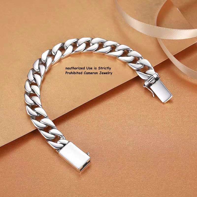 Pure S925 Sterling Silver Chain 7mm Cuban Curb Link Bracelet 7.1-7.9inch L