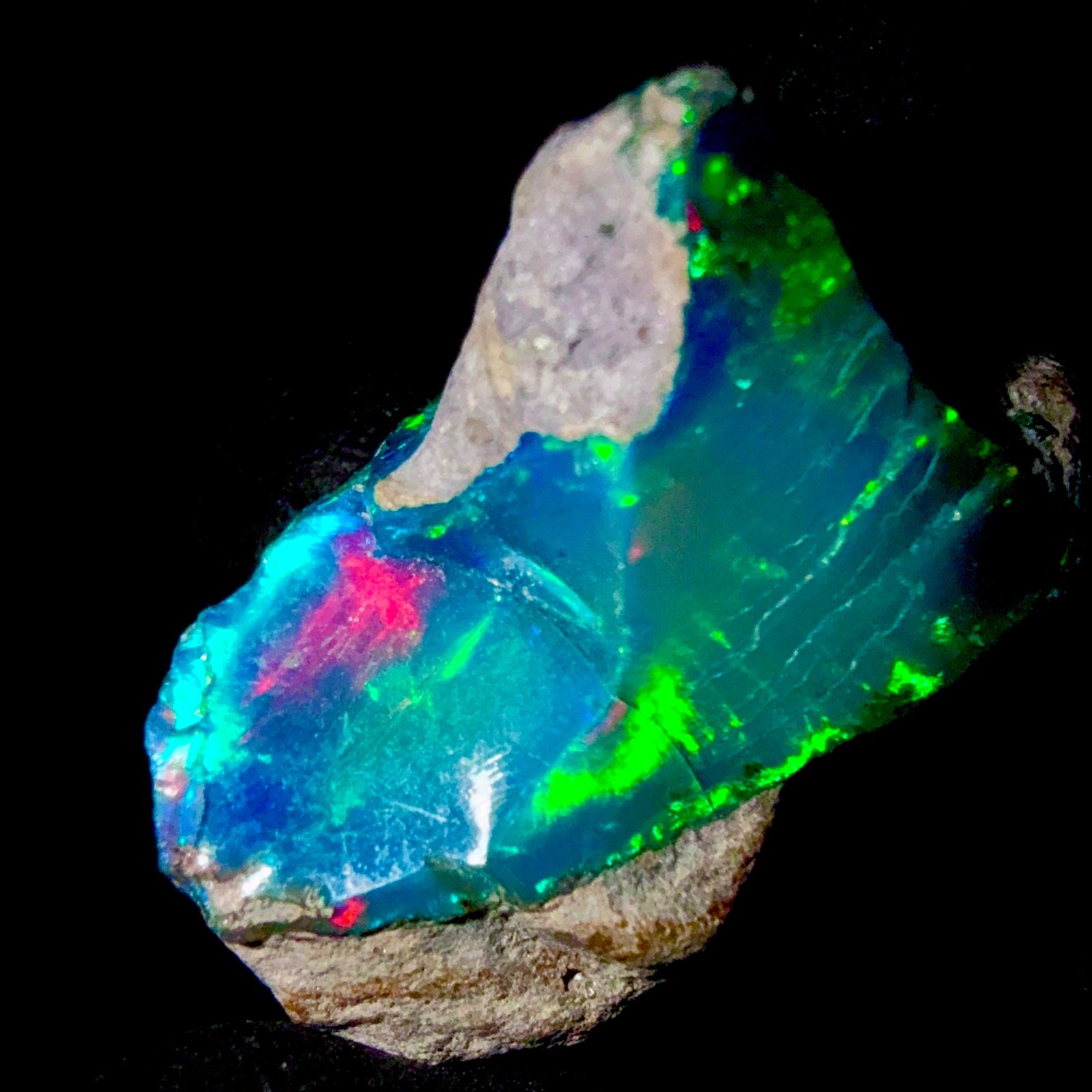 Ethiopian Fire Opal, dry opal rough, Natural Black opal gemstone 19.7Ct 24×15 mm