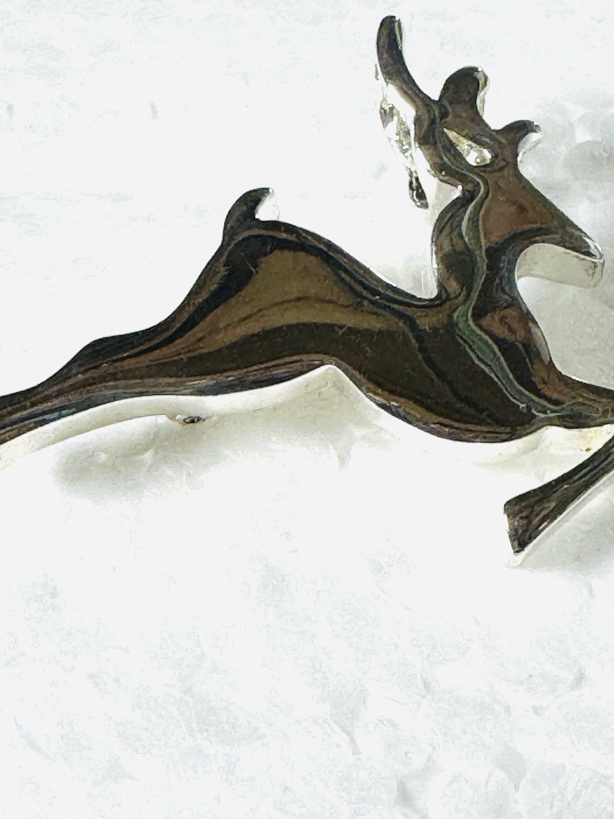 Leaping Reindeer Christmas Brooch / Pendant 1.5” VTG Leaping Deer