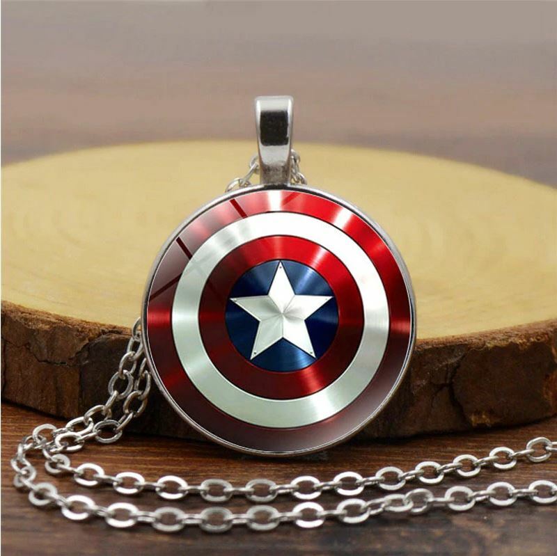 Captain America Vibranium Shield Marvel Superhero Pendant Necklace – Silver