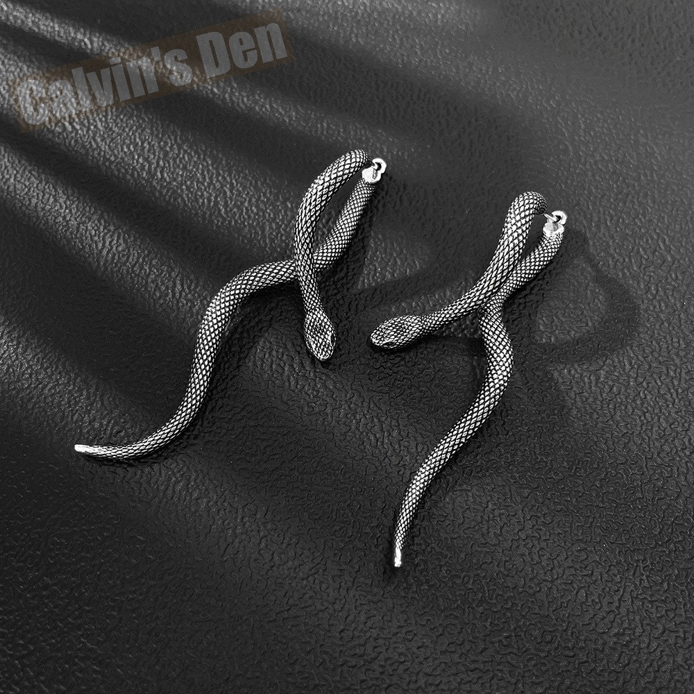 Stainless Steel Long Snake Earrings Great Details