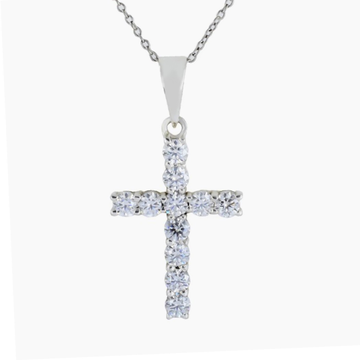 2.00 Ct Certified Round Cut White Diamond Cross Pendant In 925 Sterling Silver