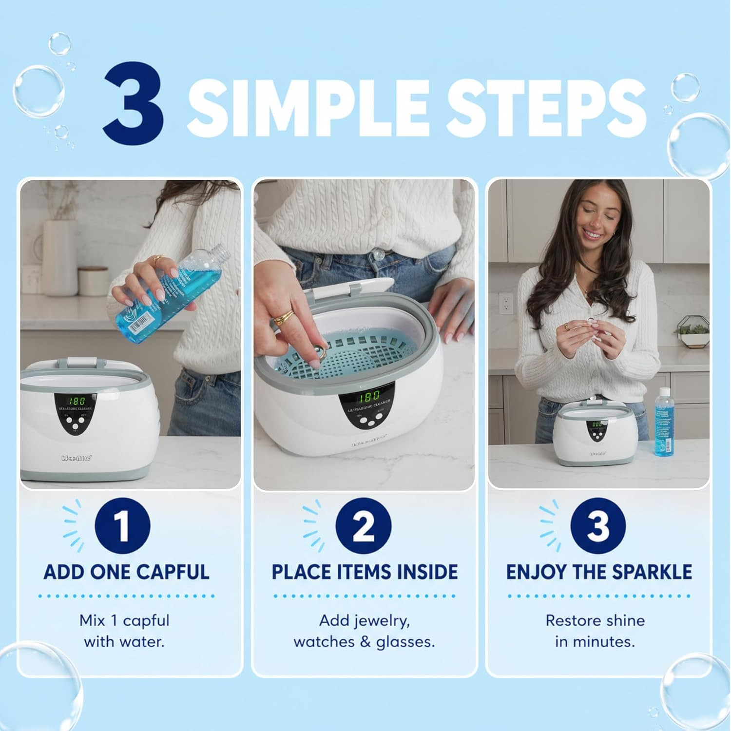 Ultrasonic Jewelry & Eyeglass Cleaner Solution Concentrate – Professional Cle…