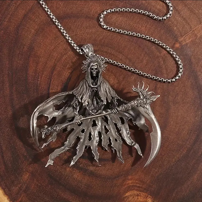 Hell Reaper Jewelry Vintage Silvery Sexy Death Grim Demon Pendant Necklace