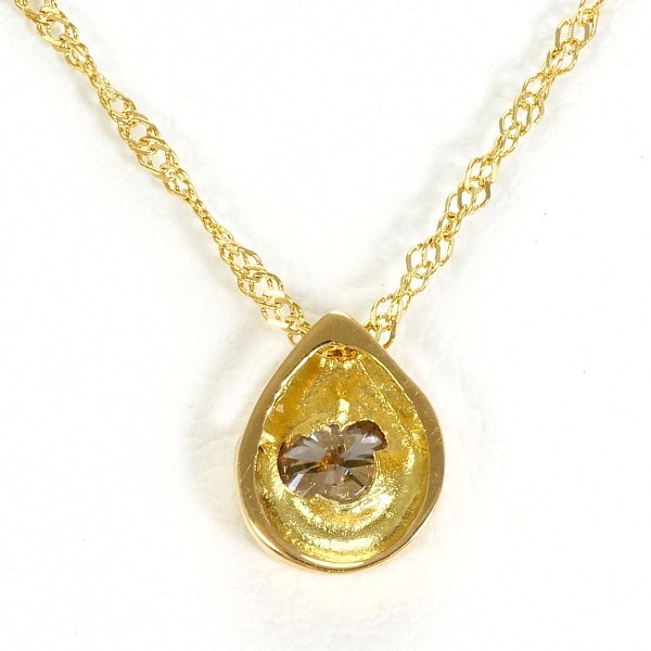 K18YG Necklace with Brown Diamond (0.2 carat), Total Weight Approx. 1.1g, Ar…