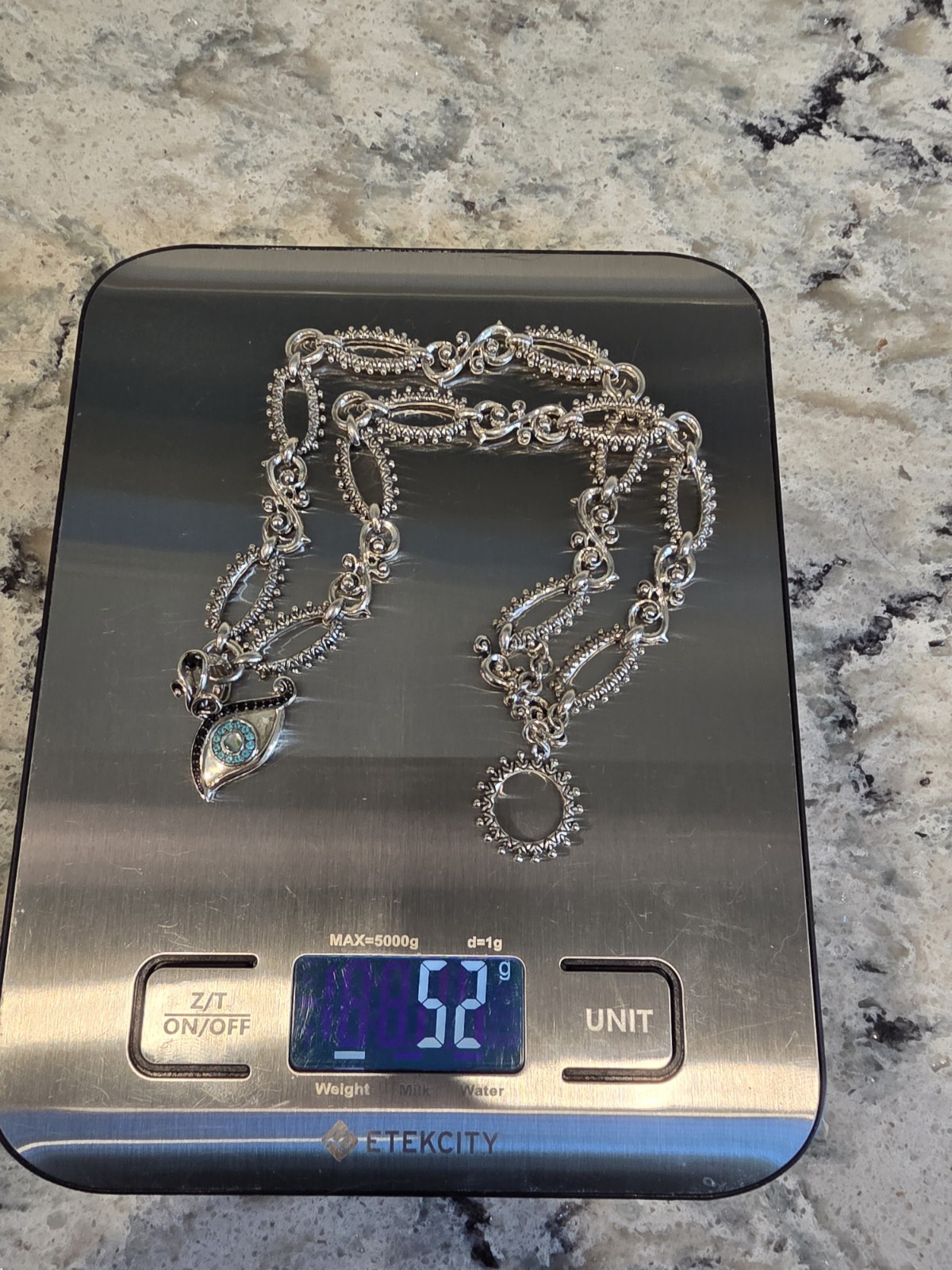 Barbara Bixby Sterling Silver Toggle Clasp Chain Necklace With Evil Eye Enhancer