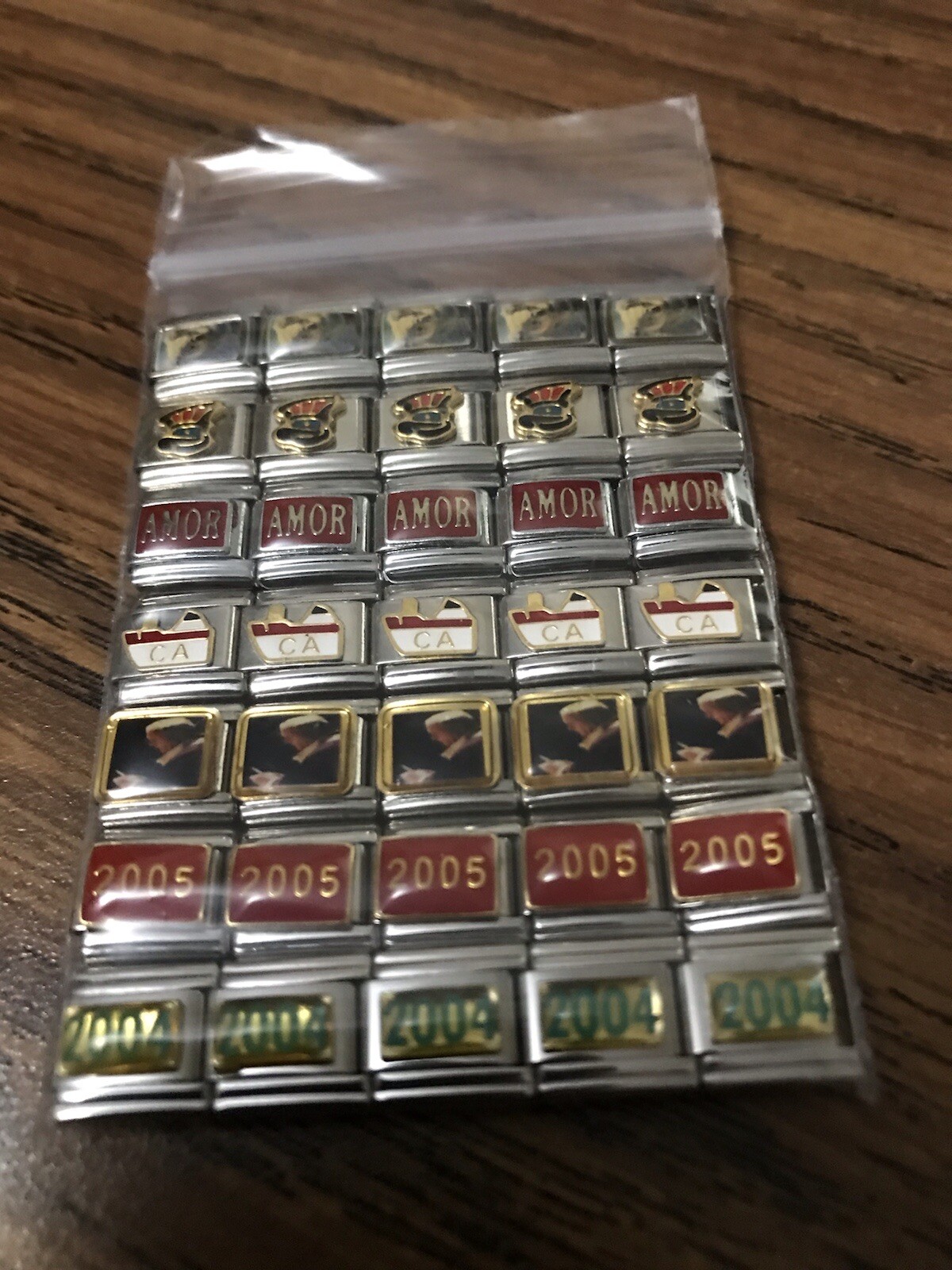 Italian charms mixed wholesale lot 35 pieces enamel – Laser links 9mm K0012