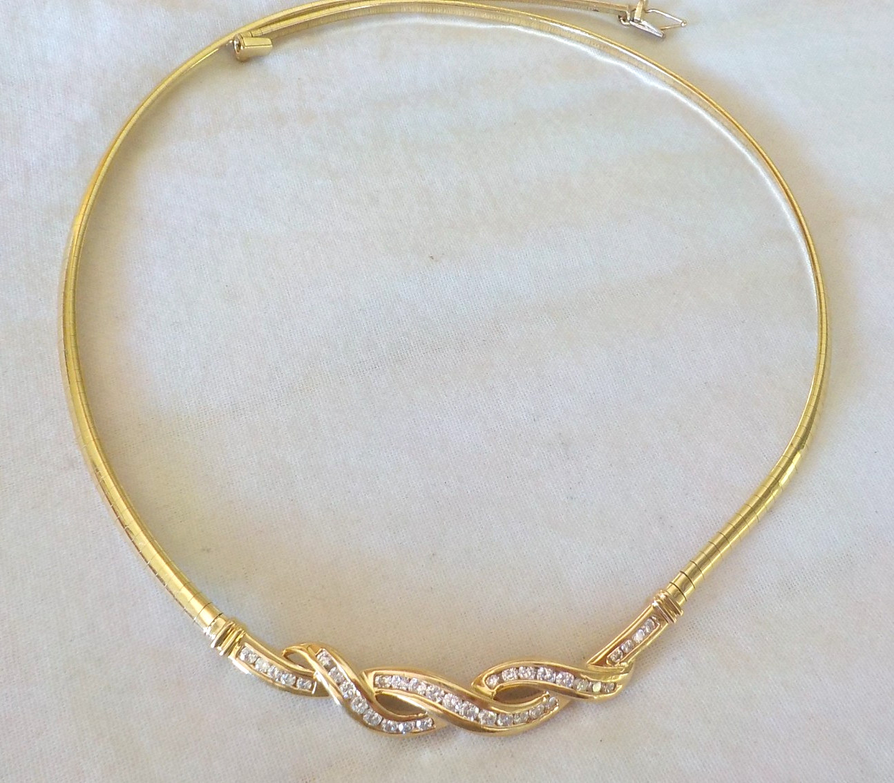 Elegant 14K Yellow Gold Braid Collar Diamond Necklace – 20.8 gm, 16.3 in, 0.80ct