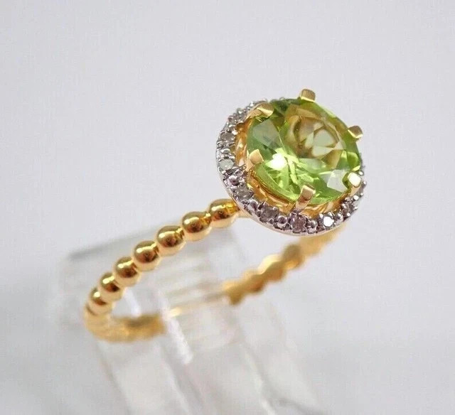 2.20Ct Round Cut Lab-Created Peridot Halo Engagement Ring 14K Yellow Gold Plated