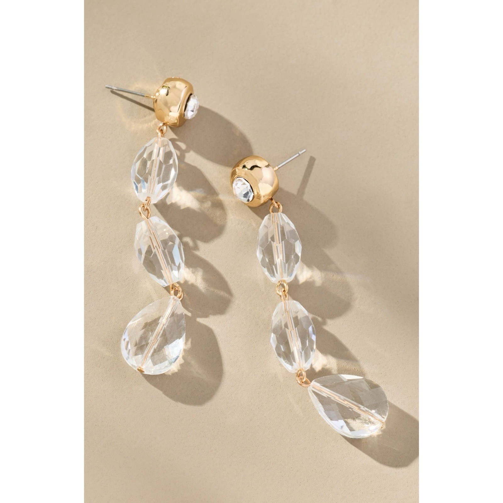 Anthropologie Mult Crystal Drop Earrings Dangly