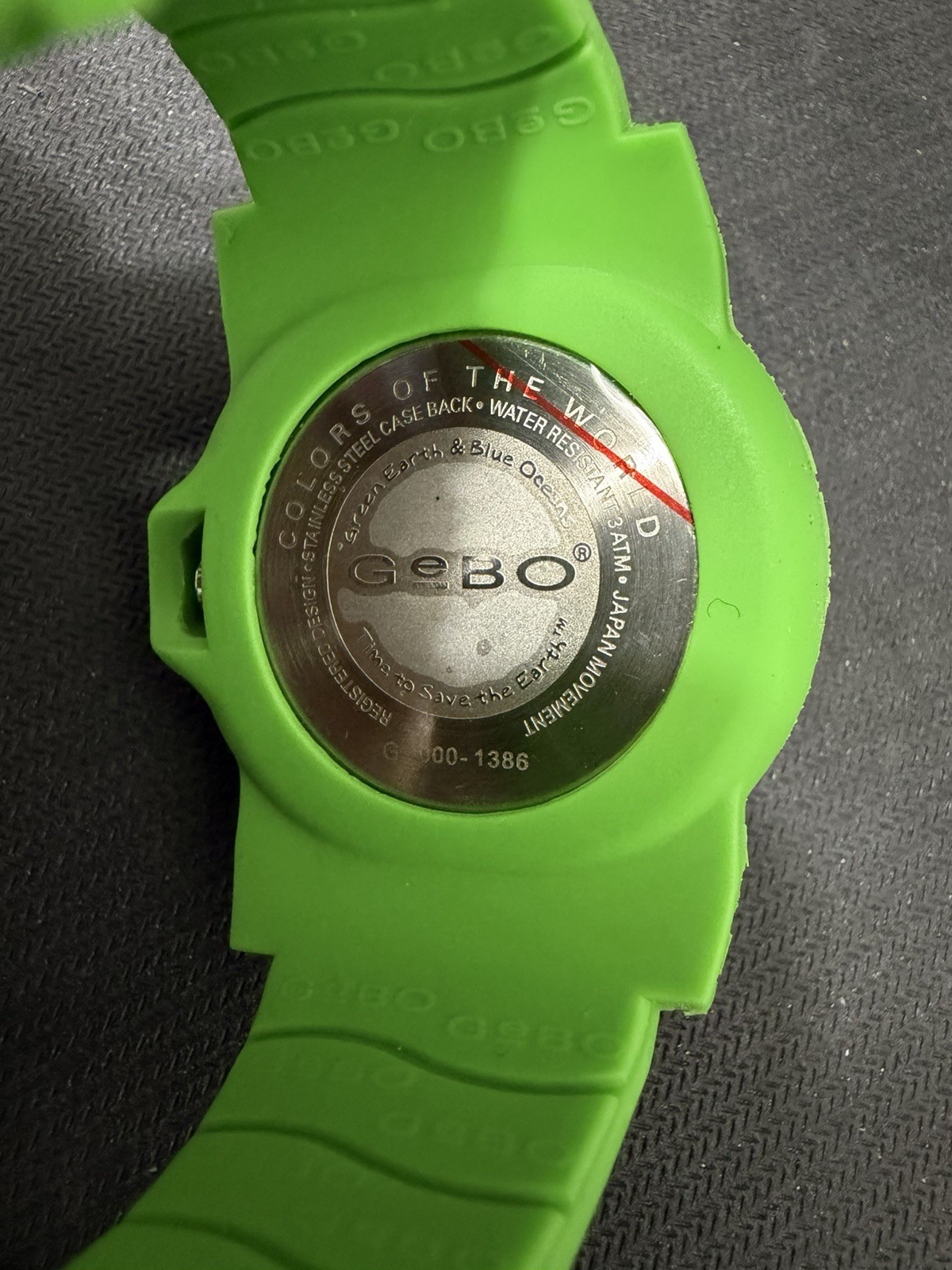 GEBO Time To Save The Earth Watch – Bright Green Diver – Old Stock