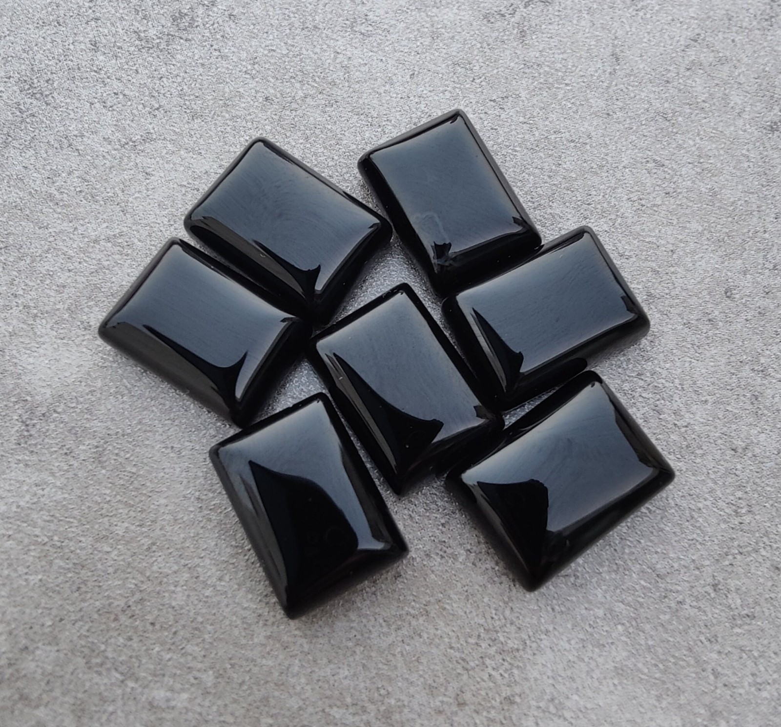 AAA Black Onyx Rectangle Cabochon Natural Polished Gemstone For Jewelry