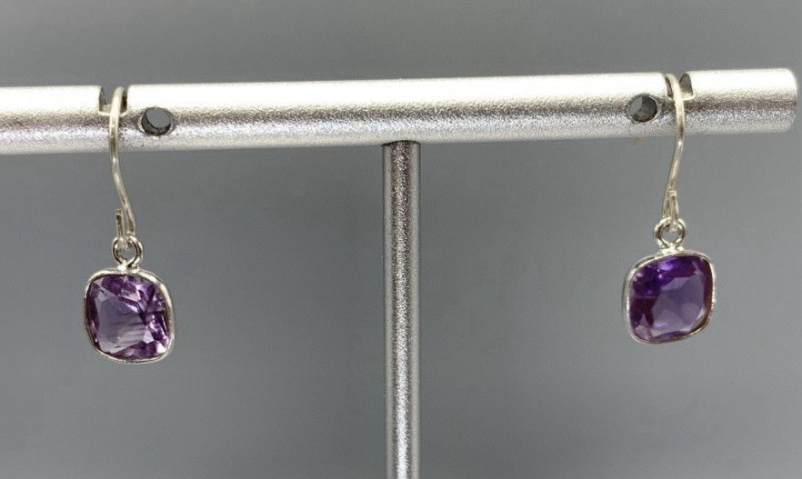 925 Sterling Silver Amethyst Women Earrings Classic Gemstone Elegance