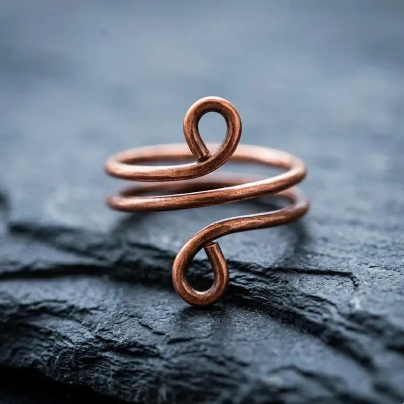 Solid Pure Copper Brass Minimalist Healing Toe Ring, Handmade, Unisex, 2 pc