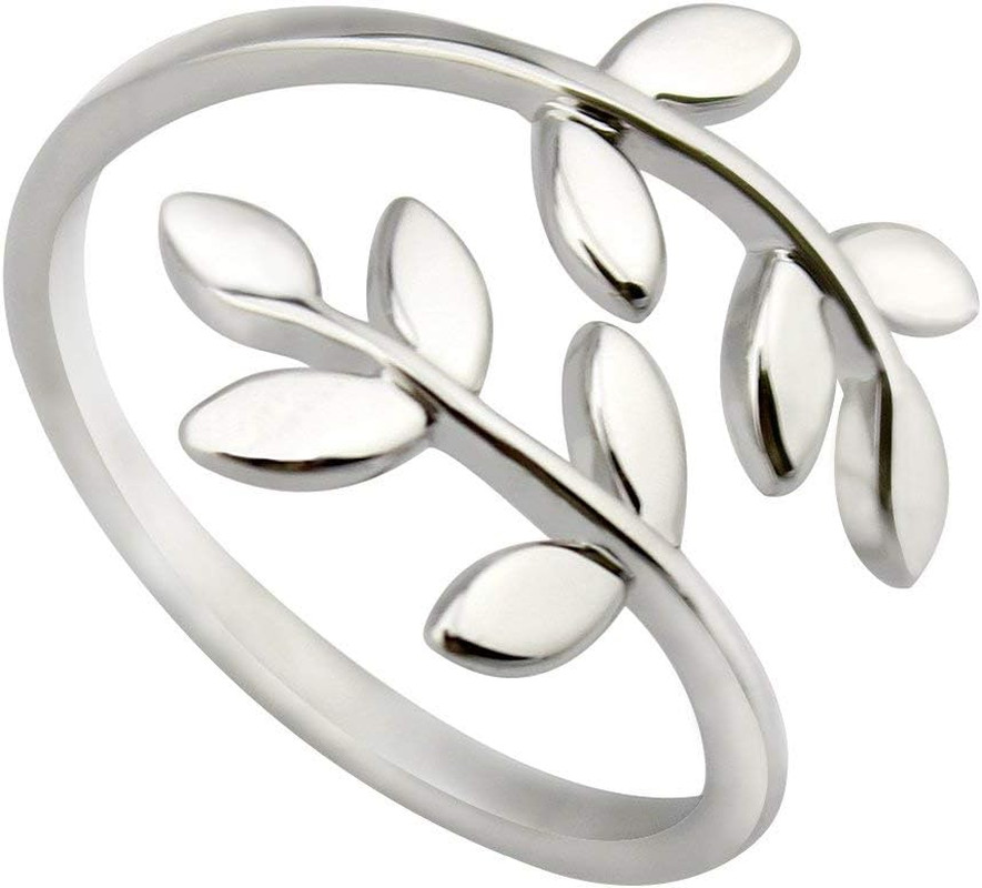 18K Stainless Steel Silver Gold Rose Gold Plated Leaves Leaf Laurel Adjustable B