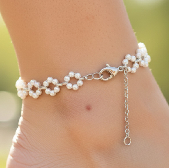 Elegant Silver Tone Brass Anklet 925 Silver Plated Designer Anklet For Women