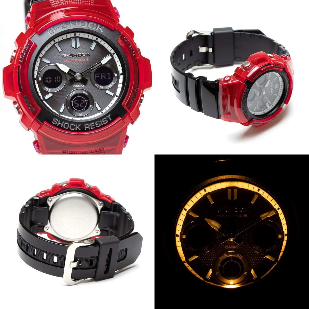 CASIO G SHOCK AWG M100SRB 4A Wristwatch Men’s Ana Digi Radio Solar Black Red G S
