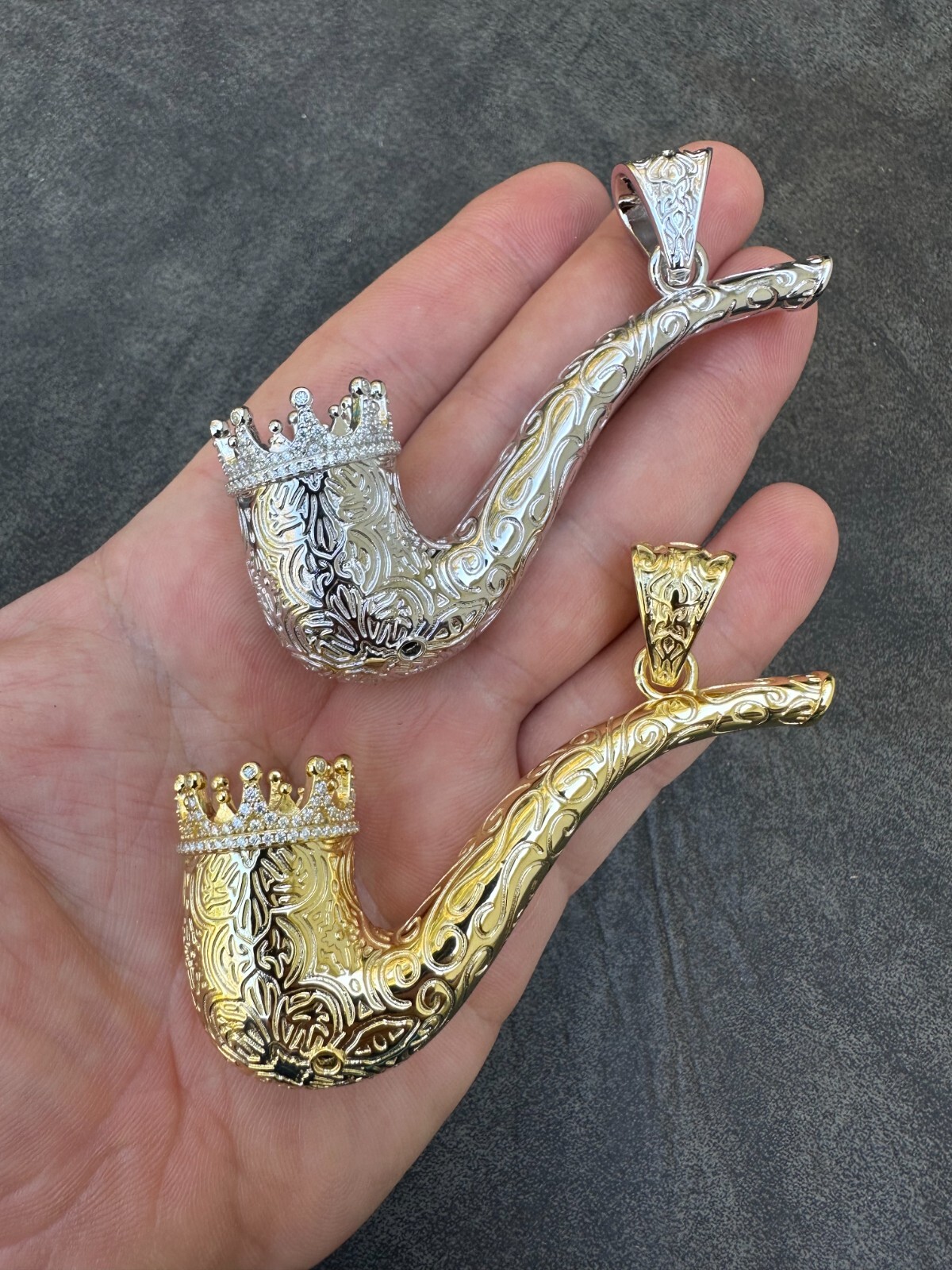 Fully Functional Tobacco Pipe Pendant MOISSANITE Real 925 Silver Iced Hip Hop